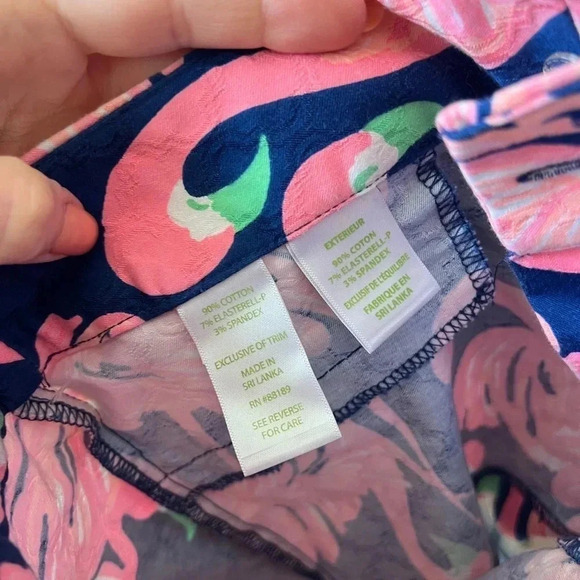 Lilly Pulitzer Ellie Shorts Resort Navy Gimme Some Leg Flat Front flamingo coral - Picture 4 of 5